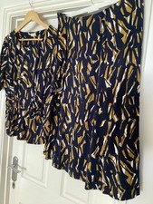 GORGEOUS EASTEX SET LINED NAVY & GOLD PRINT SKIRT &  TOP SZ 18 - £7.00