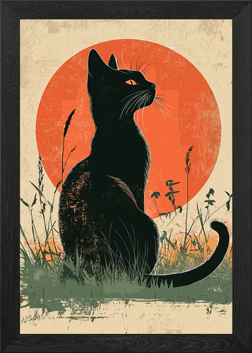 Siamese cat sunset framed wall - siamese,