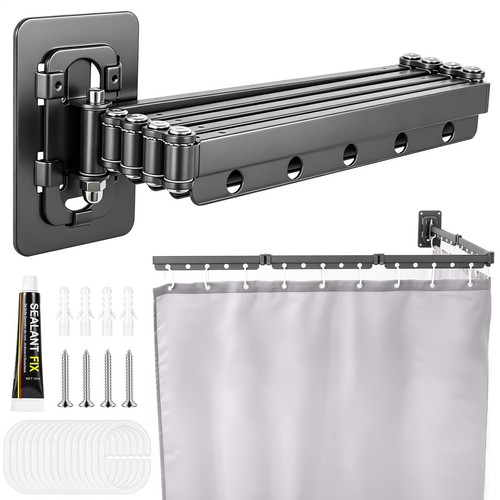 Foldable shower rod curtain - shower,
