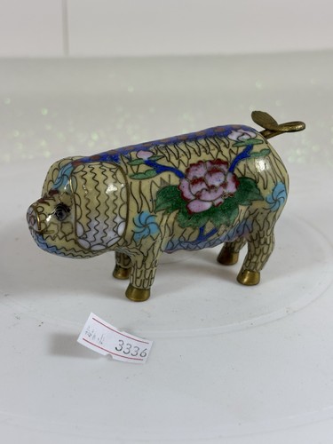 Vintage cloisonne enamel pig - enamel,