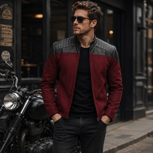 Futuristic red suede - suede, leather