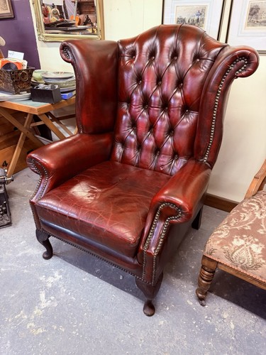 Oxblood leather chesterfield - leather,