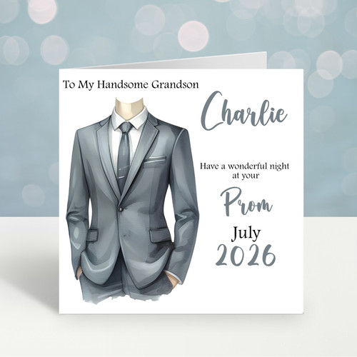 Personalised boys prom card - personalised,