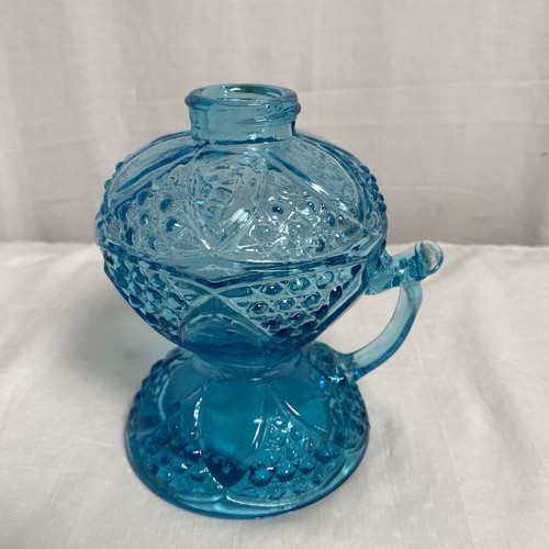 Vintage blue glass oil lamp - vintage,
