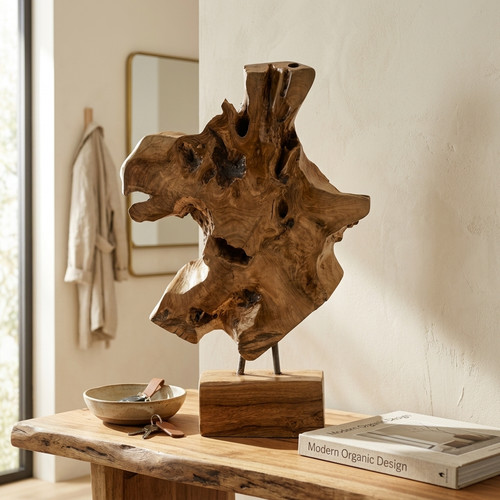 Teak burl wood - teak, sculpture