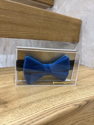 New blue velvet bow - velvet, mens