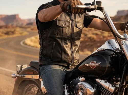 Men genuine leather - men’s, biker