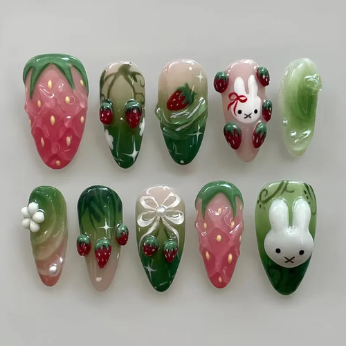24pcs strawberry rabbit - 24pcs, 3d