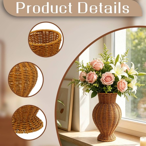 Rattan vase handwoven wicker - rattan,