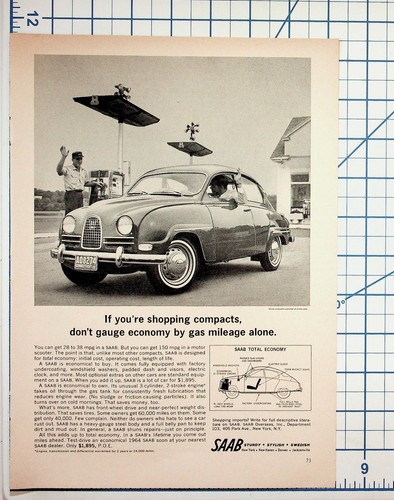 1964 saab car magazine - car,