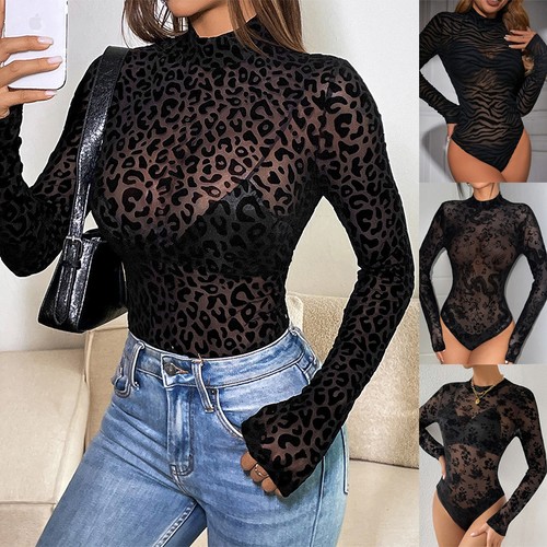 Women mesh lace bodysuit - women's,