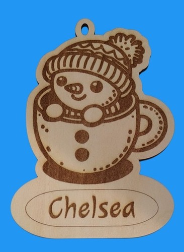 Snowman cup bauble - in,