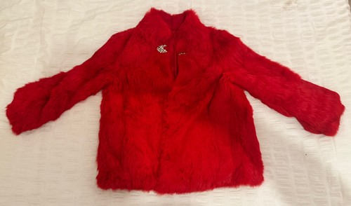 Used red real rabbit - used, coat