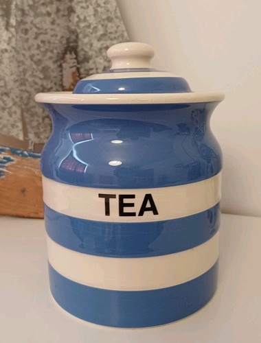 Cornish ware tea jar blue - ware,