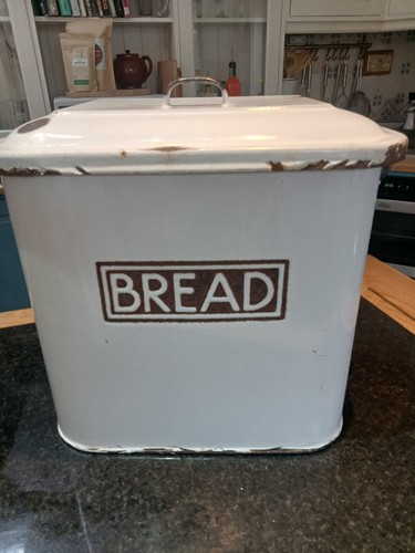 Vintage enamel bread bin - vintage,