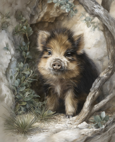 Wild boar piglet walking - boar,