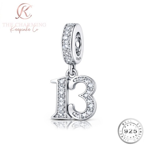13th birthday charm silver - charm, s