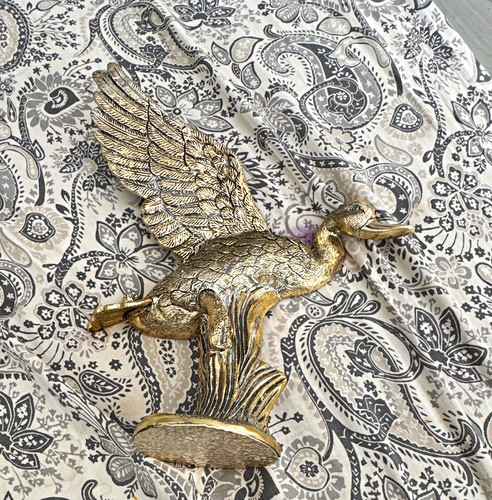 Bronze bird duck figurine - bronze,