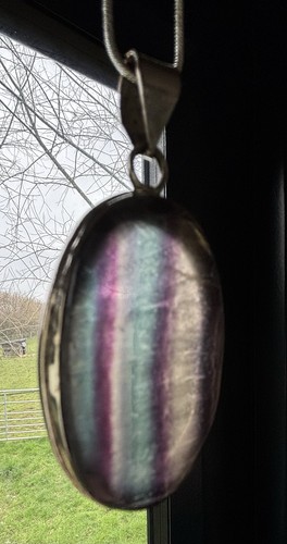 Large fluorite pendant silver - large,