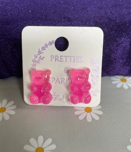 Pink gummy bear stud - pink, earrings