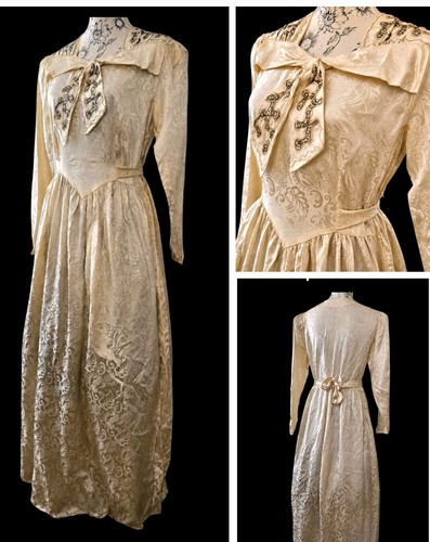 Vintage dress 40s 50s ivory - dress,