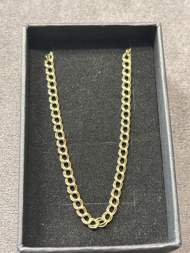9ct gold double curb chain - gold,