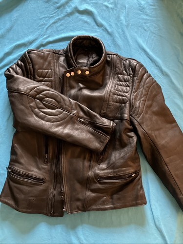 Black leather biker - black,