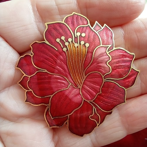 Vintage large red cloisonne - large,