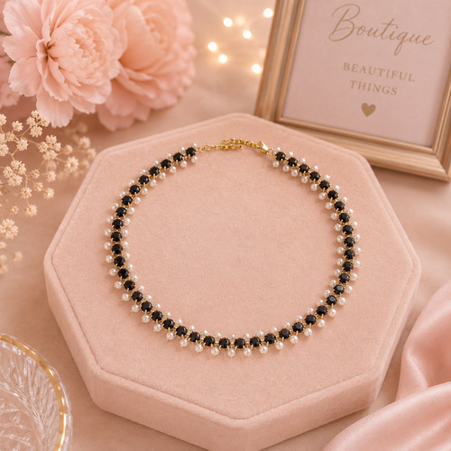 Faux pearl black bead - faux-pearl, &