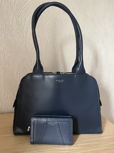 Radley navy leather bag - navy, &