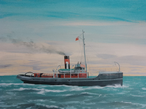 Original marine art ship - marine,