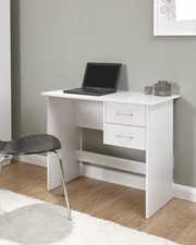 Panama 2 Drawer Desk Study Home Office Bedroom Dressing Table Computer White Oak