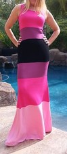 Maya Antonia-Shades of Pink Color-Block Maxi Dress,Extra Long