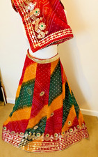 New Indian traditional bandhej Bandhani lehenga Garba Chaniya Choli Diwali UK