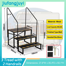 Freestanding Caravan Triple Step 3 Tread with 2 Handrails 