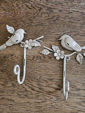 Pair of beautiful metal birds theme shabby chick hooks