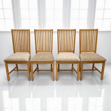 4 Oak Dining Chairs Slat Back With Newly Upholstered Seats FREE UK Delivery