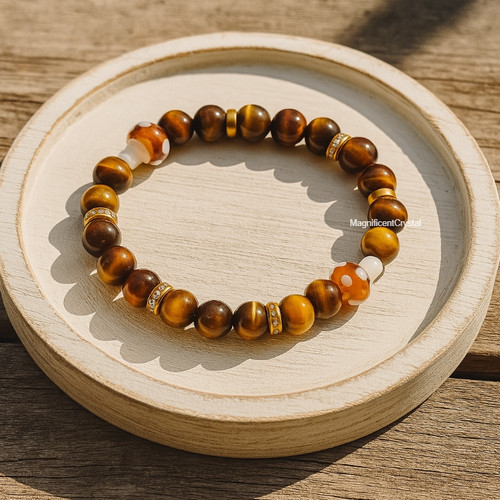 Tiger eye mushroom bracelet - eye,