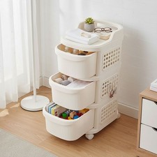 2/3/4/5 Tier Trolley Drawer Toy Storage Cabinet Cart on Wheels Kitchen Bathroom 