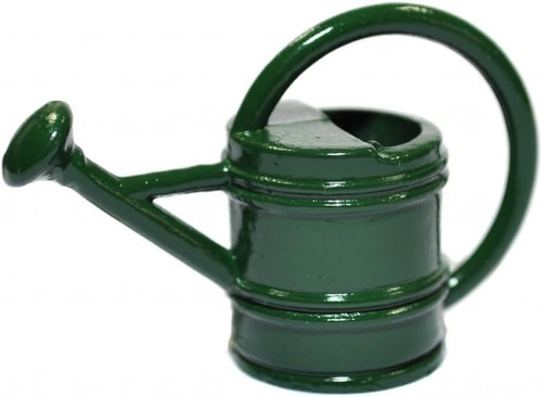 Green metal watering can - green,