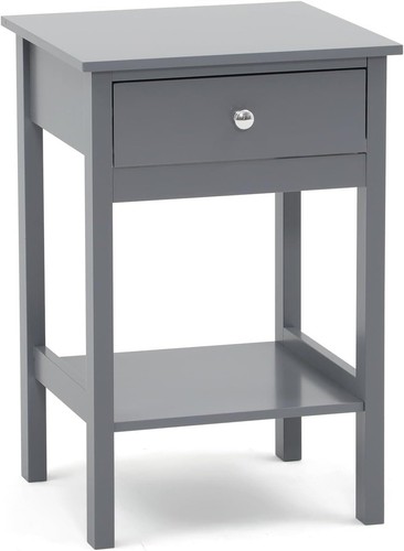 Gray bedside table drawer - bedside,