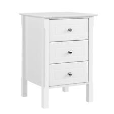 Nightstand Table White Drawers
