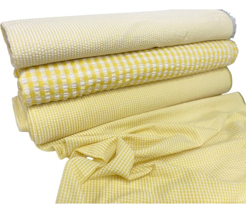 Yellow seersucker fabric - seersucker,