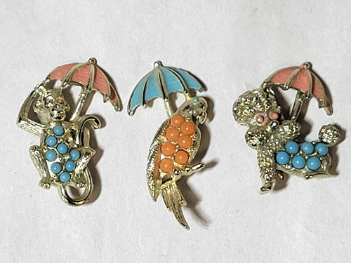 1950s brooch set poodle - brooch,