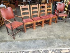 Six mixed oak ladder back dining chairs 2 carvers 4 chairs