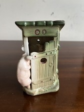 ANTIQUE FUNNY GERMAN FAIRING OF ONE PIG LOOKING AT ANOTHER PIG IN A TOILET 