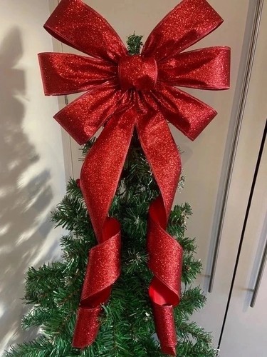 Red glitter christmas tree - glitter,