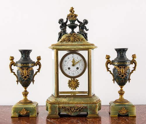 Antique french onyx gilt - &,