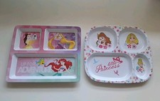 Disney Princess 2 x Divided Plates, Little Mermaid, Belle, Rapunzel