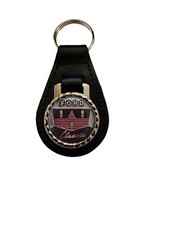 BLACK  LEATHER KEYRING/ FOB DEPICTING FORD CLASSIC VINTAGE  CAR BRAND IMAGE
